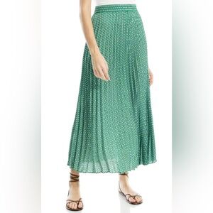 Max Studio Green Pleated Midi Skirt